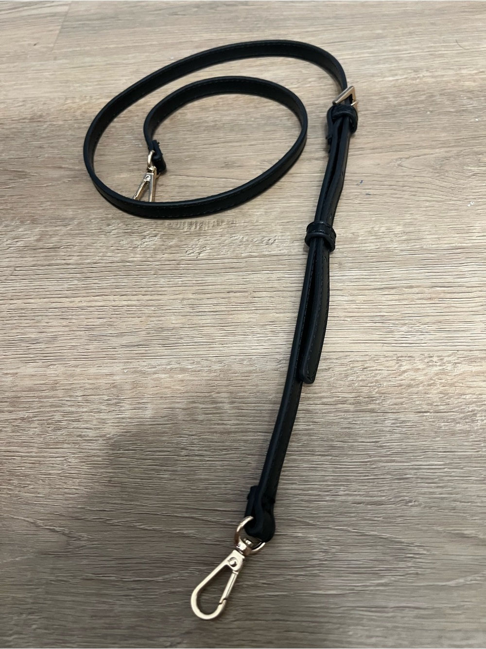 Black Leather Crossbody Strap with Gold Hardware (set of 2)